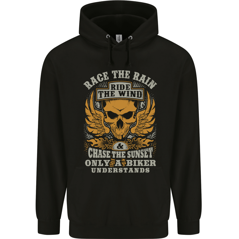 Race the Wind Motorbike Motorcycle Biker Mens 80% Cotton Hoodie Black