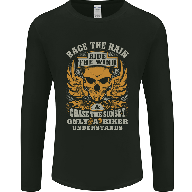 Race the Wind Motorbike Motorcycle Biker Mens Long Sleeve T-Shirt Black