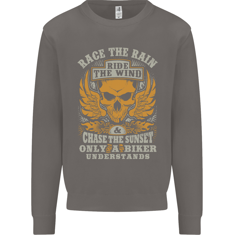 Race the Wind Motorbike Motorcycle Biker Mens Sweatshirt Jumper Charcoal