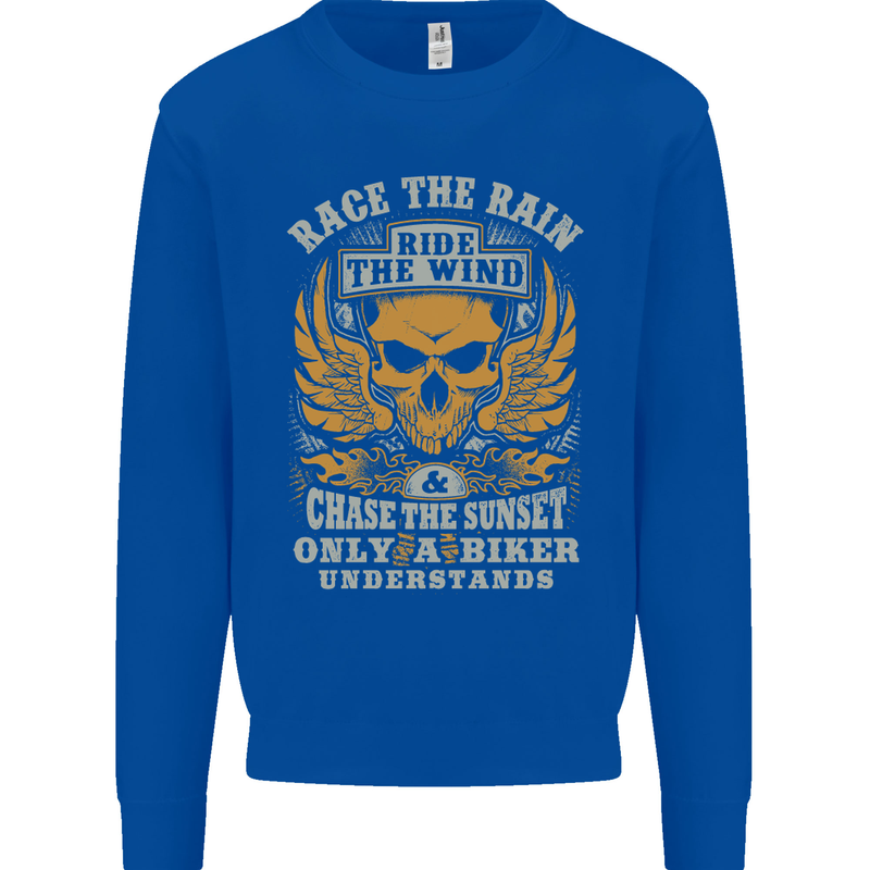 Race the Wind Motorbike Motorcycle Biker Mens Sweatshirt Jumper Royal Blue