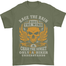 Race the Wind Motorbike Motorcycle Biker Mens T-Shirt Cotton Gildan Military Green