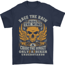 Race the Wind Motorbike Motorcycle Biker Mens T-Shirt Cotton Gildan Navy Blue
