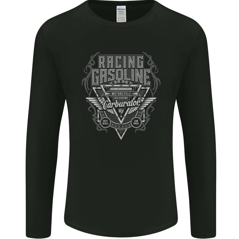 Racing Gasoline Motorbike Motorcycle Mens Long Sleeve T-Shirt Black