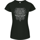 Racing Gasoline Motorbike Motorcycle Womens Petite Cut T-Shirt Black