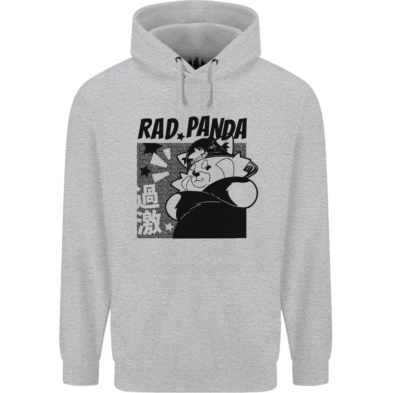 Rad Red Panda Japanese Cool Childrens Kids Hoodie Sports Grey