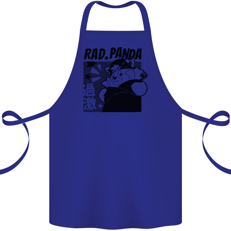 Rad Red Panda Japanese Cool Cotton Apron 100% Organic Royal Blue