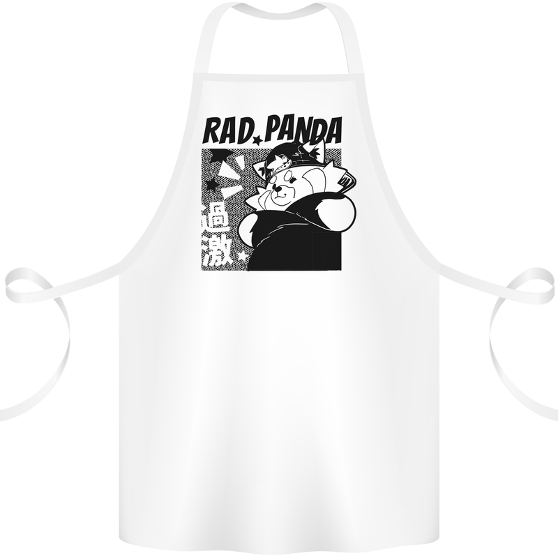 Rad Red Panda Japanese Cool Cotton Apron 100% Organic White