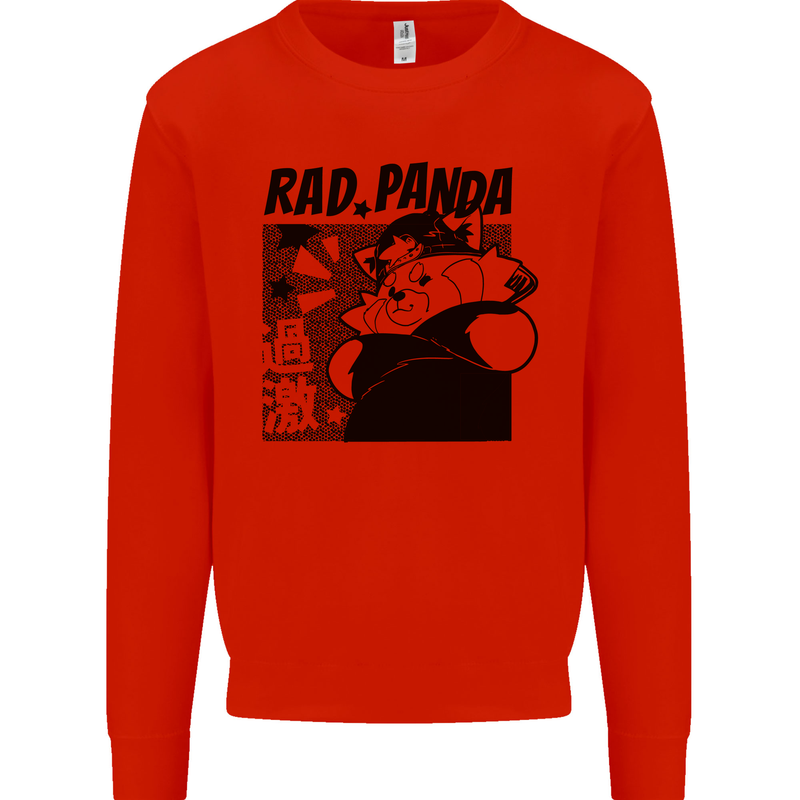 Rad Red Panda Japanese Cool Kids Sweatshirt Jumper Bright Red