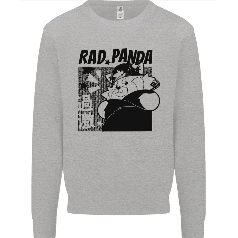Rad Red Panda Japanese Cool Kids Sweatshirt Jumper Sports Grey