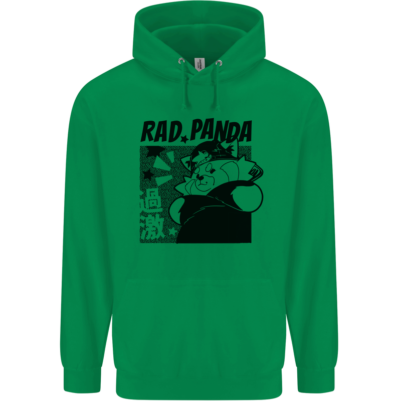 Rad Red Panda Japanese Cool Mens 80% Cotton Hoodie Irish Green