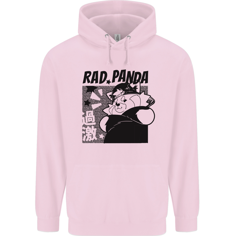 Rad Red Panda Japanese Cool Mens 80% Cotton Hoodie Light Pink