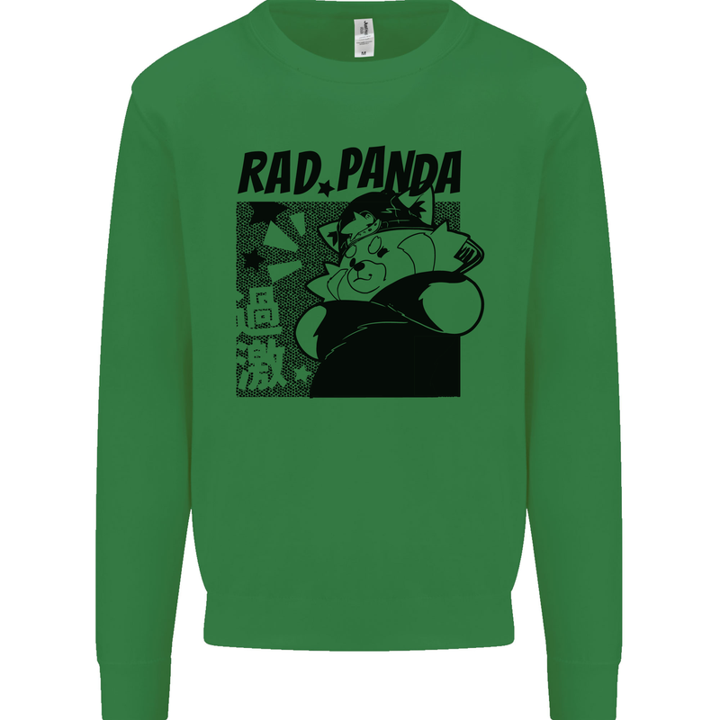 Rad Red Panda Japanese Cool Mens Sweatshirt Jumper Irish Green