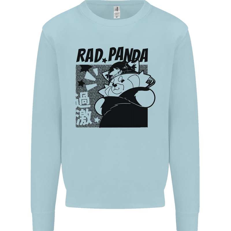 Rad Red Panda Japanese Cool Mens Sweatshirt Jumper Light Blue
