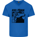 Rad Red Panda Japanese Cool Mens V-Neck Cotton T-Shirt Royal Blue