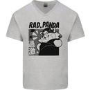 Rad Red Panda Japanese Cool Mens V-Neck Cotton T-Shirt Sports Grey
