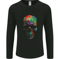Radiantly Coloured Skull Mens Long Sleeve T-Shirt Black