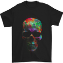 Radiantly Coloured Skull Mens T-Shirt Cotton Gildan Black