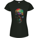 Radiantly Coloured Skull Womens Petite Cut T-Shirt Black