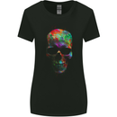 Radiantly Coloured Skull Womens Wider Cut T-Shirt Black
