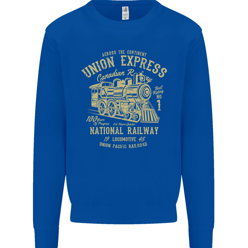 Railway Train Trainspotter Trianspotting Kids Sweatshirt Jumper Royal Blue