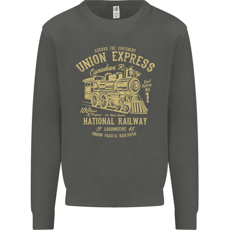 Railway Train Trainspotter Trianspotting Kids Sweatshirt Jumper Storm Grey