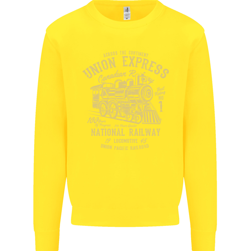 Railway Train Trainspotter Trianspotting Kids Sweatshirt Jumper Yellow