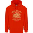 Railway Train Trainspotter Trianspotting Mens 80% Cotton Hoodie Bright Red