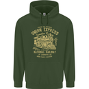 Railway Train Trainspotter Trianspotting Mens 80% Cotton Hoodie Forest Green
