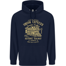 Railway Train Trainspotter Trianspotting Mens 80% Cotton Hoodie Navy Blue