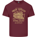 Railway Train Trainspotter Trianspotting Mens Cotton T-Shirt Tee Top Maroon