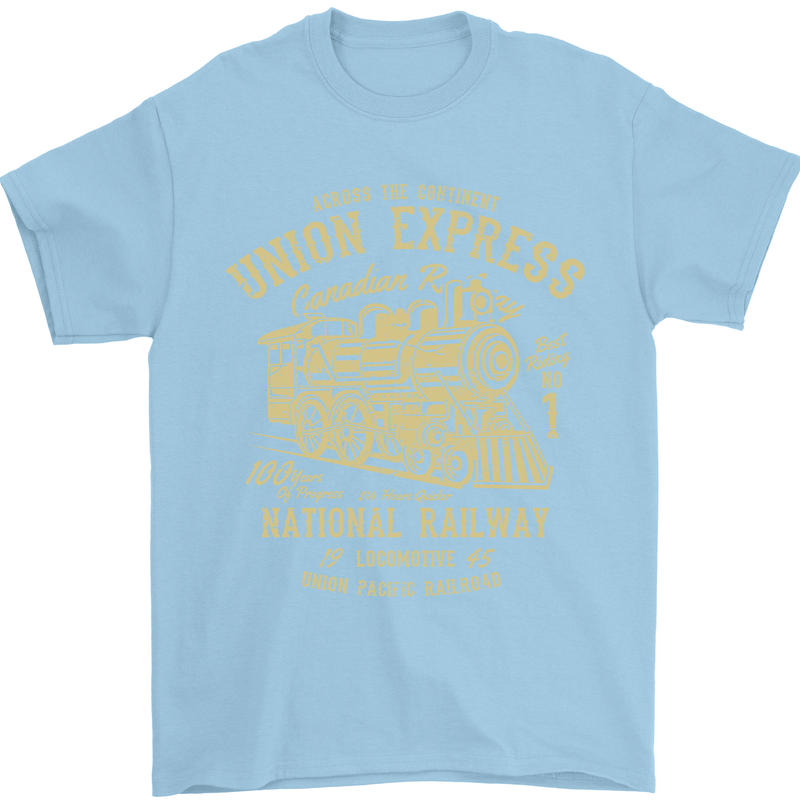 Railway Train Trainspotter Trianspotting Mens T-Shirt Cotton Gildan Light Blue