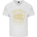 Railway Train Trainspotter Trianspotting Mens V-Neck Cotton T-Shirt White
