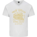 Railway Train Trainspotter Trianspotting Mens V-Neck Cotton T-Shirt White
