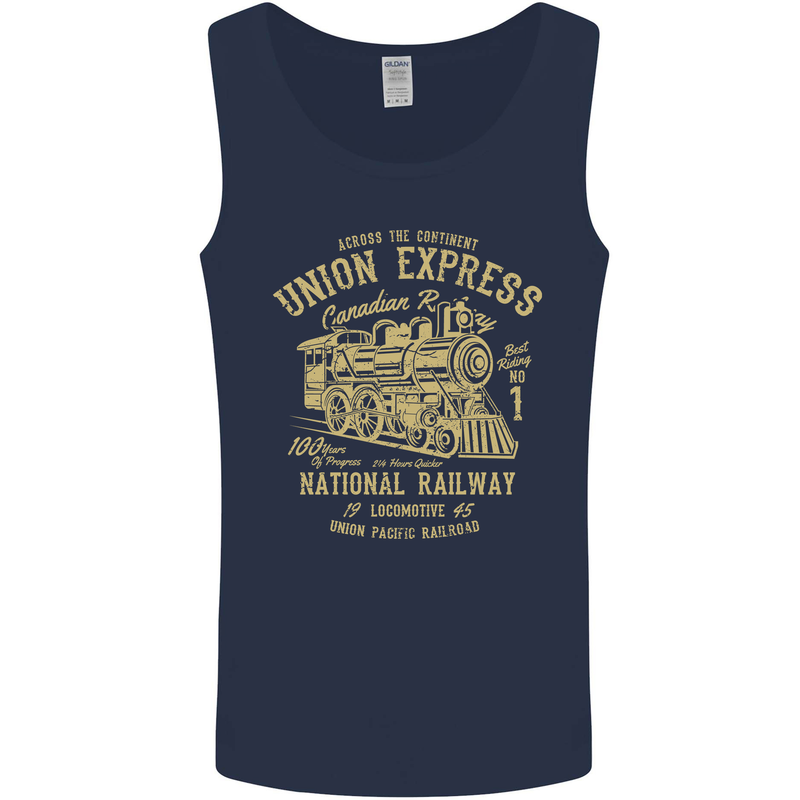 Railway Train Trainspotter Trianspotting Mens Vest Tank Top Navy Blue