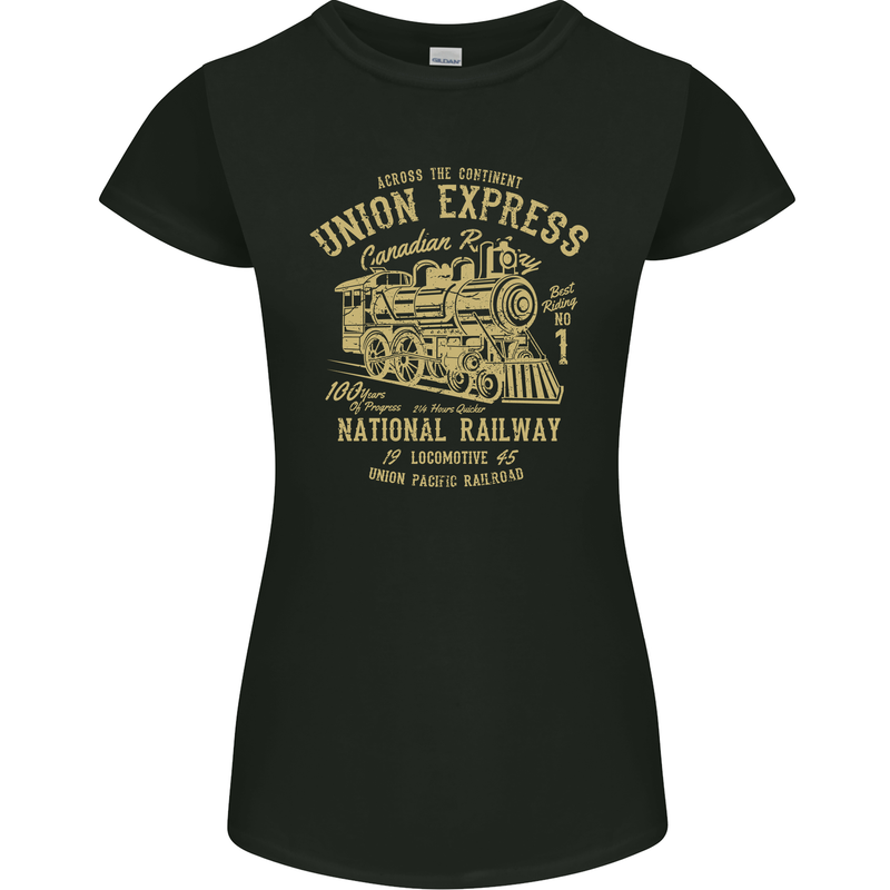 Railway Train Trainspotter Trianspotting Womens Petite Cut T-Shirt Black