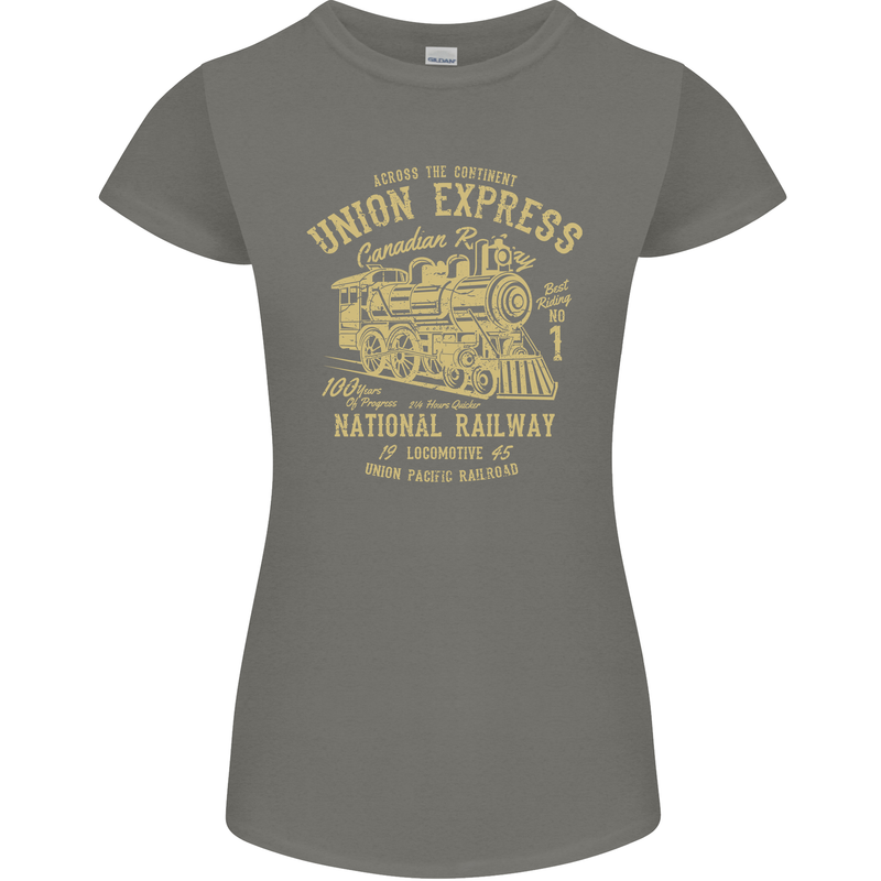 Railway Train Trainspotter Trianspotting Womens Petite Cut T-Shirt Charcoal