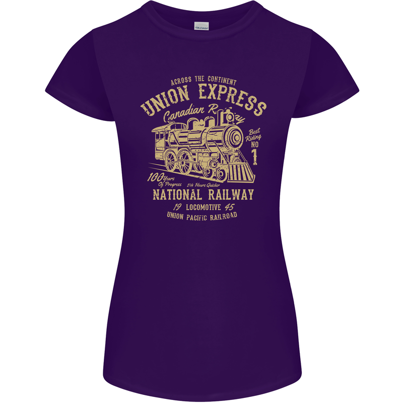 Railway Train Trainspotter Trianspotting Womens Petite Cut T-Shirt Purple