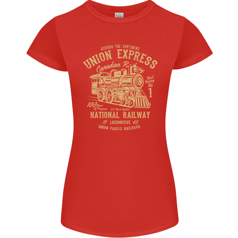 Railway Train Trainspotter Trianspotting Womens Petite Cut T-Shirt Red