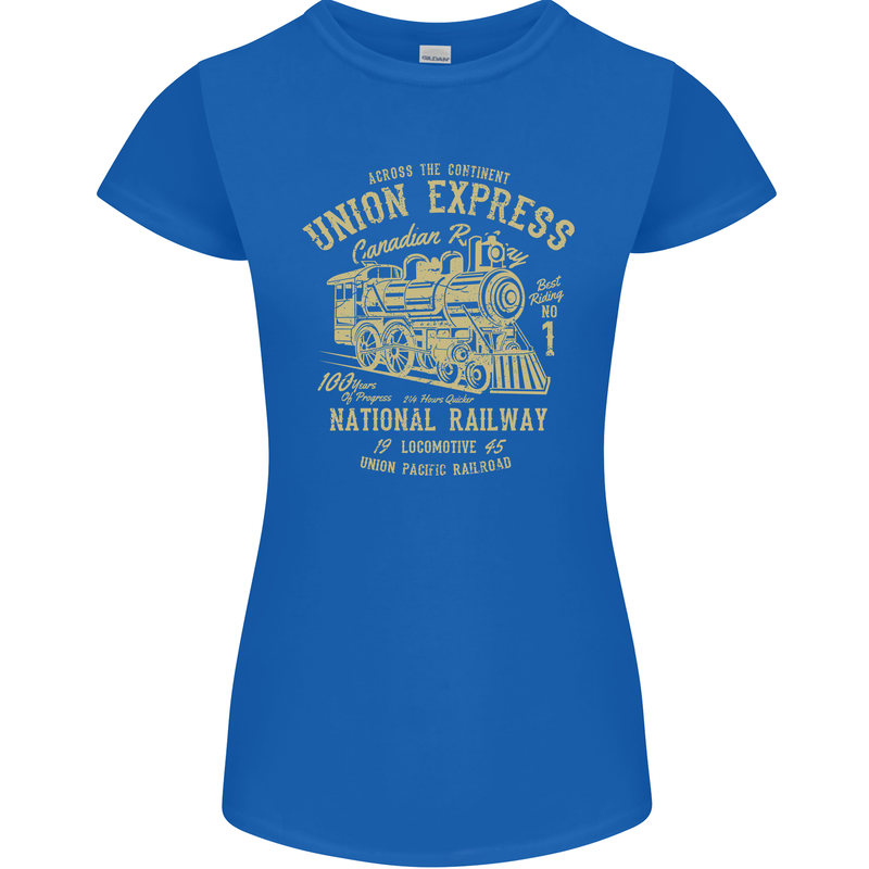Railway Train Trainspotter Trianspotting Womens Petite Cut T-Shirt Royal Blue