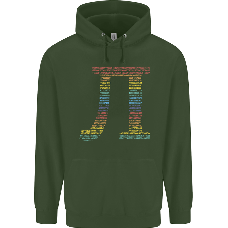 Rainbow Pie Day Maths Mathematics LGBT Childrens Kids Hoodie Forest Green