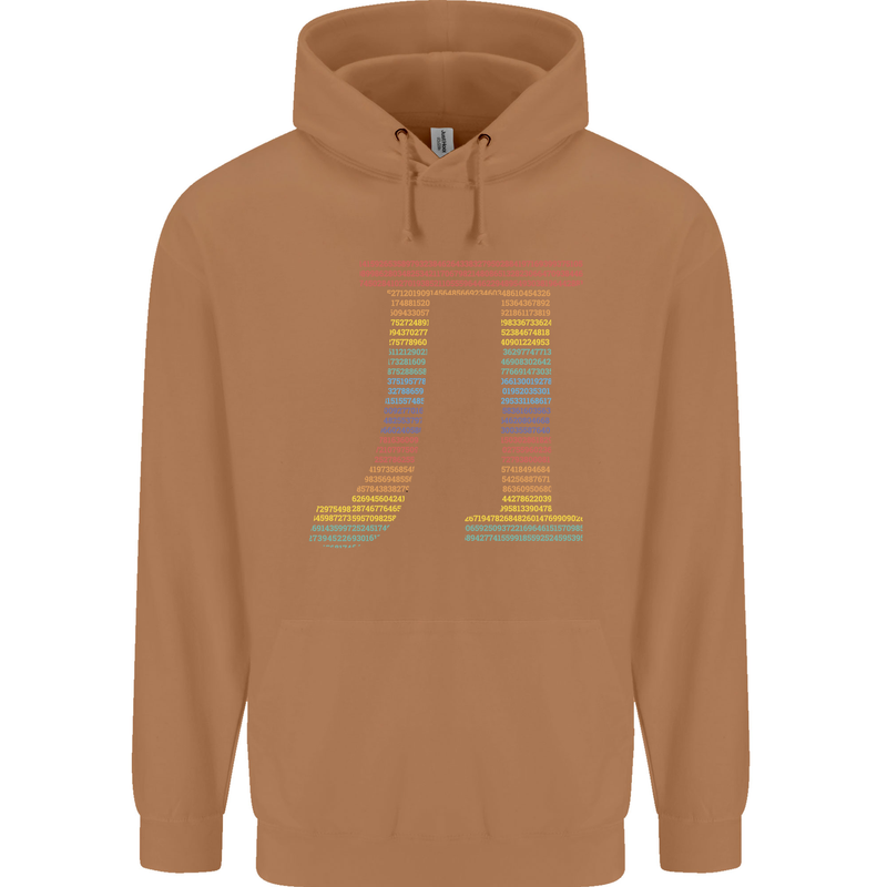 Rainbow Pie Day Maths Mathematics LGBT Mens 80% Cotton Hoodie Caramel Latte