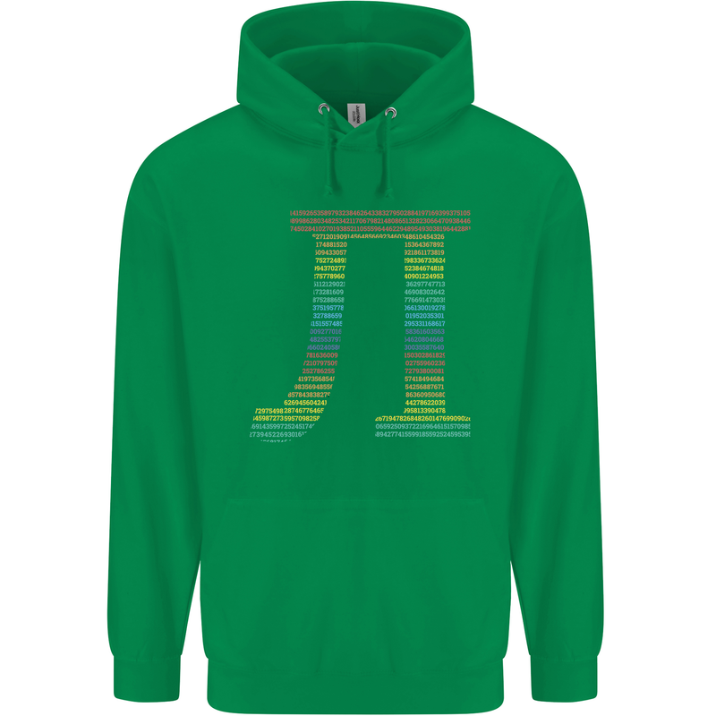 Rainbow Pie Day Maths Mathematics LGBT Mens 80% Cotton Hoodie Irish Green