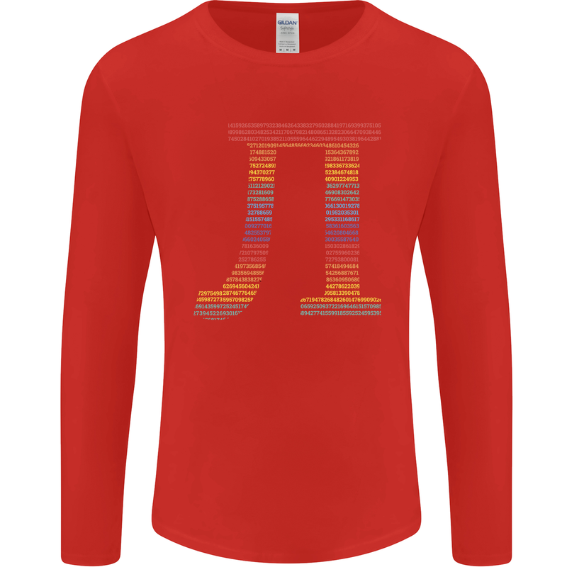 Rainbow Pie Day Maths Mathematics LGBT Mens Long Sleeve T-Shirt Red