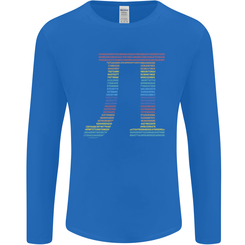 Rainbow Pie Day Maths Mathematics LGBT Mens Long Sleeve T-Shirt Royal Blue