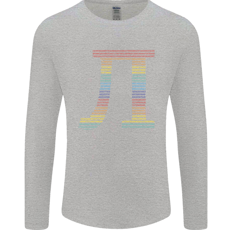 Rainbow Pie Day Maths Mathematics LGBT Mens Long Sleeve T-Shirt Sports Grey