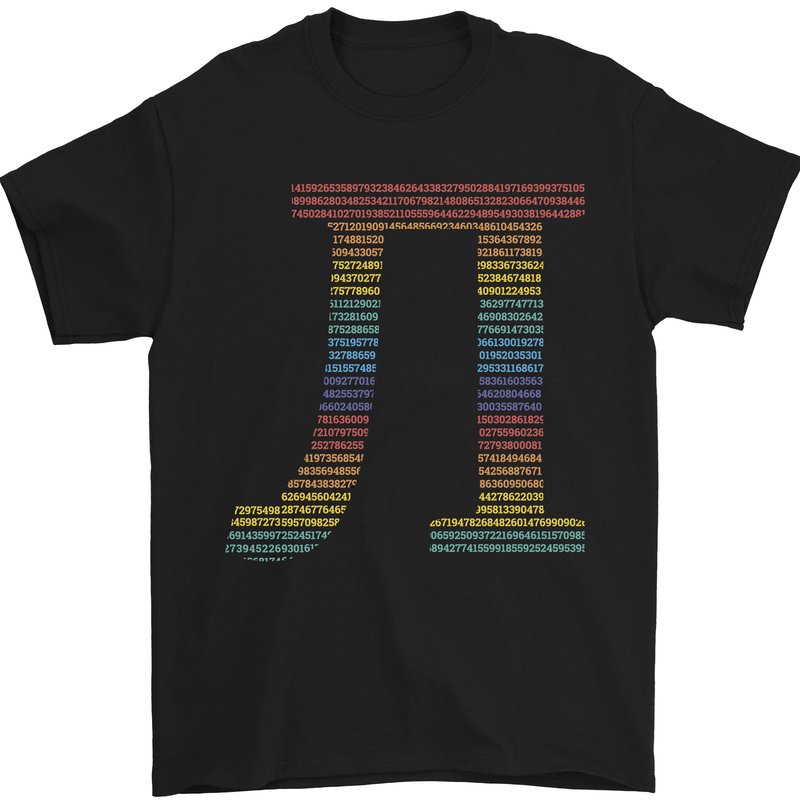 Rainbow Pie Day Maths Mathematics LGBT Mens T-Shirt 100% Cotton Black