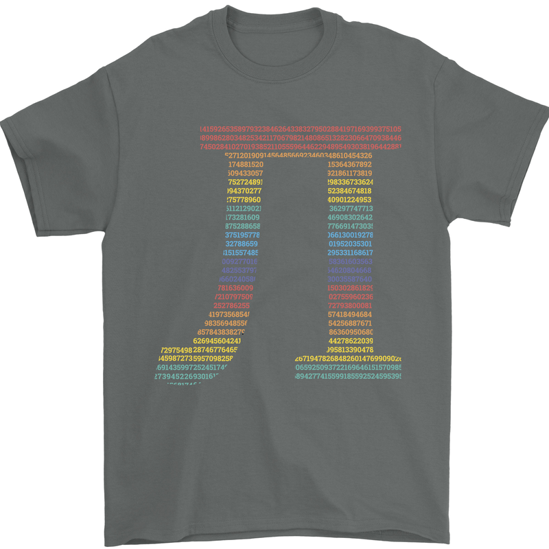 Rainbow Pie Day Maths Mathematics LGBT Mens T-Shirt 100% Cotton Charcoal