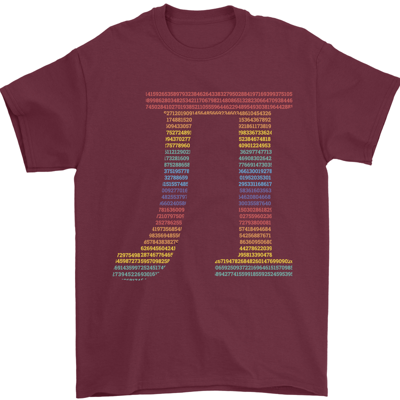 Rainbow Pie Day Maths Mathematics LGBT Mens T-Shirt 100% Cotton Maroon