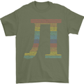 Rainbow Pie Day Maths Mathematics LGBT Mens T-Shirt 100% Cotton Military Green