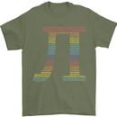 Rainbow Pie Day Maths Mathematics LGBT Mens T-Shirt 100% Cotton Military Green